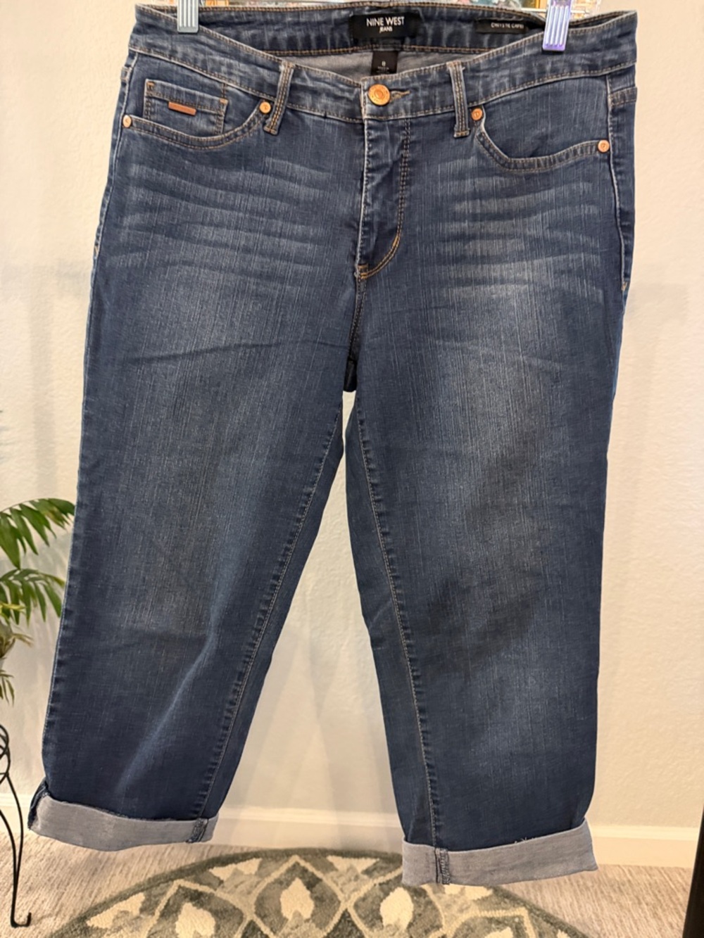 Nine West Medium Dark Blue Cropped Jeans